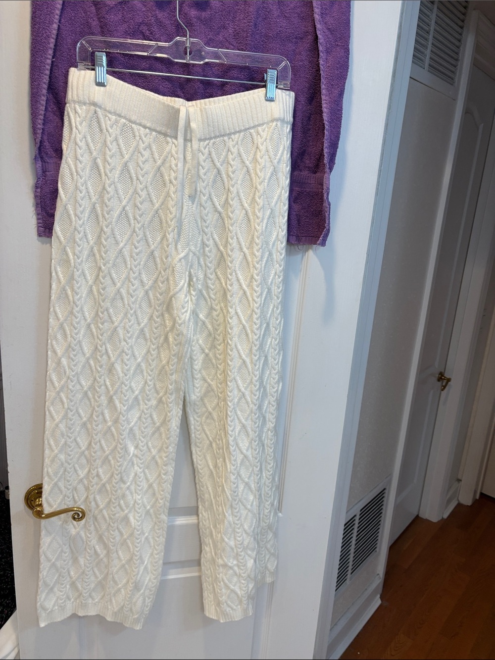 NWOT SKIMS Cream Cable-Knit Wide Leg Pants